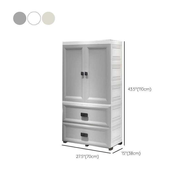 Modern Plastic Storage Cabinet for Bedroom Matte Finish Cabinet with Hinged Door