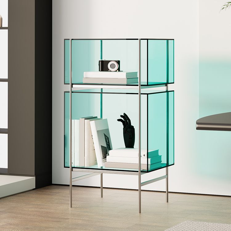 Contemporary Closed Back Standard Bookshelf Acrylic Bookcase with Shelves for Study Room