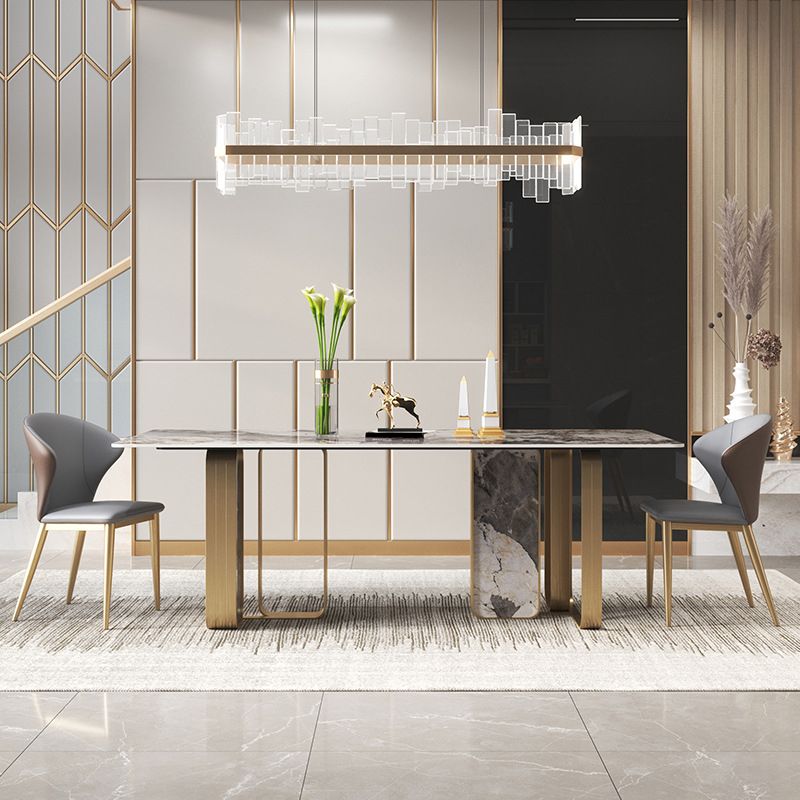 Luxurious Rectangle Dining Set 1/2/3/5/6/7/9 Pieces Sintered Stone Top Dinette Table Set