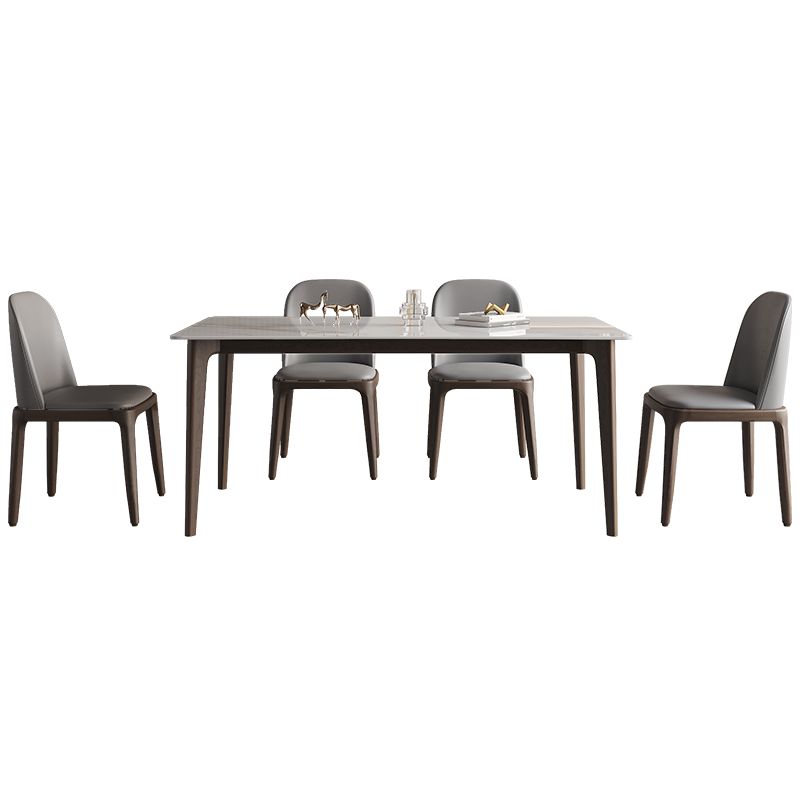 Rectangle Stone Dining Table Solid Wood 4 Legs Dining Table for Kitchen