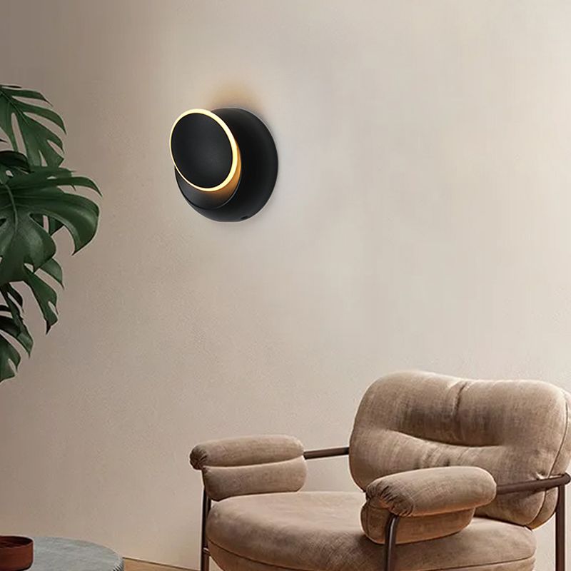 Nordic Style Aluminum Wall Light Round Rotatable LED Wall Sconce for Bedroom