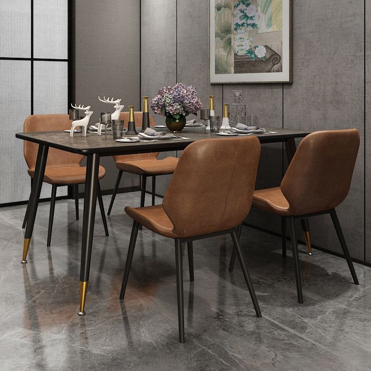 Metal Industrial Rectangle Table Sintered Stone Table for Kitchen and Dining Room