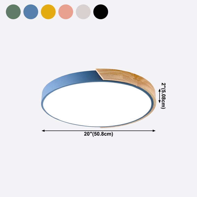 Modern Macaroon LED Ceiling Lamp Iron Circular Flush Mount for Aisle