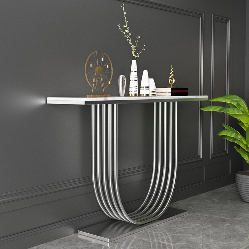 35.43" Tall Modern Console Table Marble 1-shelf Accent Table for Hall