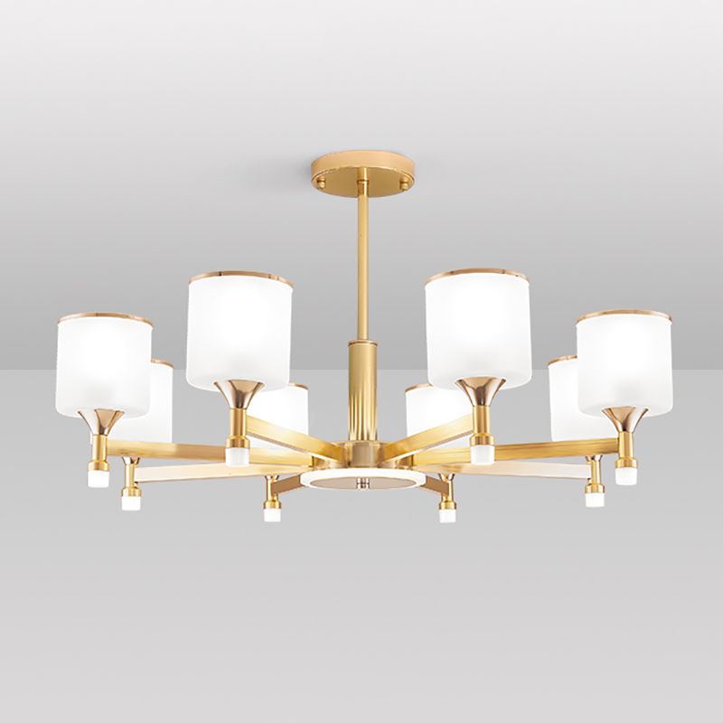 Modern Creative Cylindrical Pendant Light Lacquered Iron Chandelier with White Glass Shade