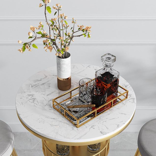Nordic Artificial Marble Bar Table 42-inch Height Metal Base Bistro Table