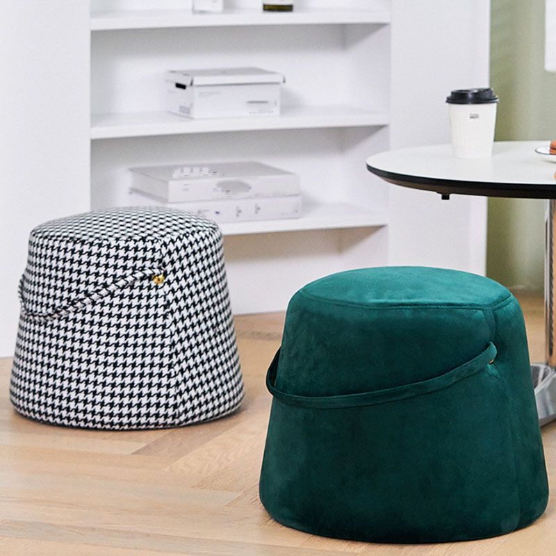 Solid Color Fabric Standard Stool Modern Style Simple Round Stool