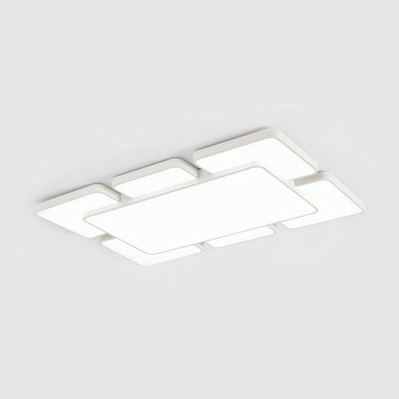 Lámpara empotrada de techo para dormitorio con pantalla cuadrada/rectangular, acrílico, 20,5"/24,5" W, 5/7 luces, lámpara de montaje empotrado estilo modernista en negro/blanco