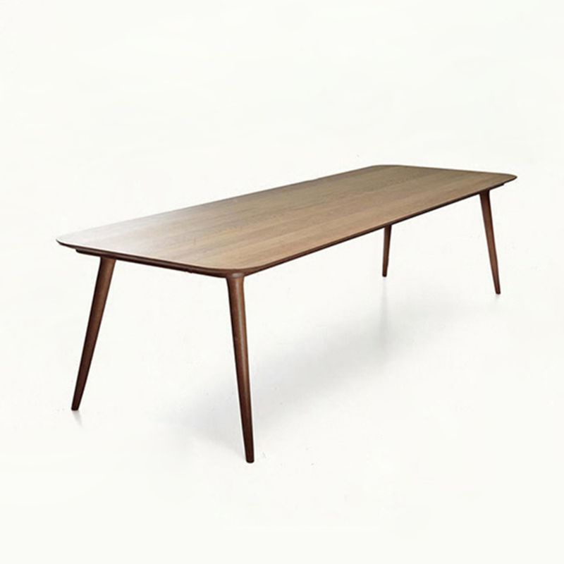 Rechthoek minimalistische eettafel houten kleur vaste tafel met massief hout