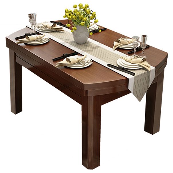 Mesa de comedor estándar moderna, mesa de comedor extensible de madera maciza con 4 patas