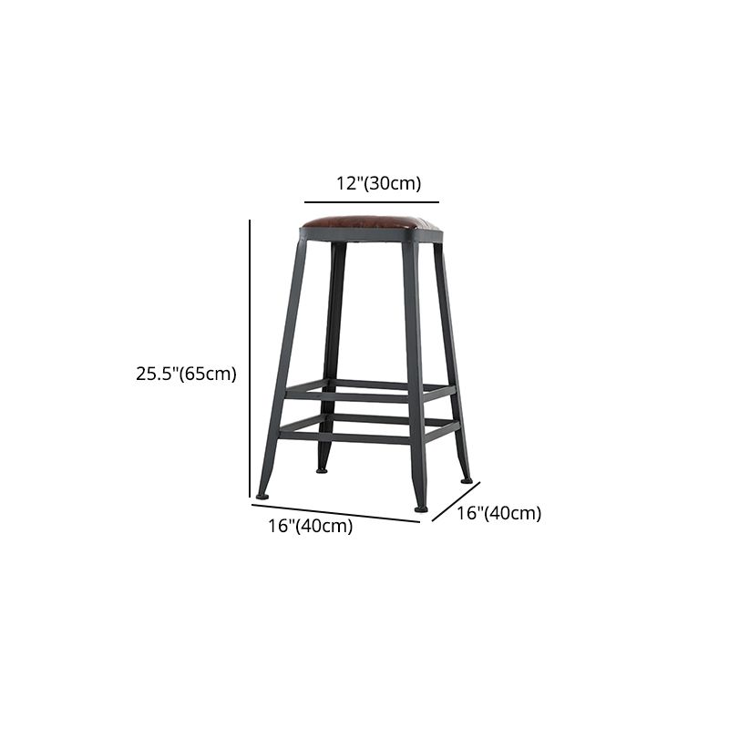 Industrial Leather Bar and Counter Stool Square Stool with 4 Legs