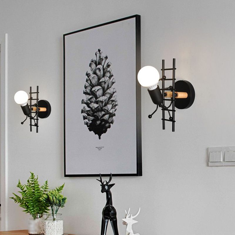 Climbing Stair Man Bedroom Wall Sconce Iron 1-Light Decorative Wall Lighting Fixture