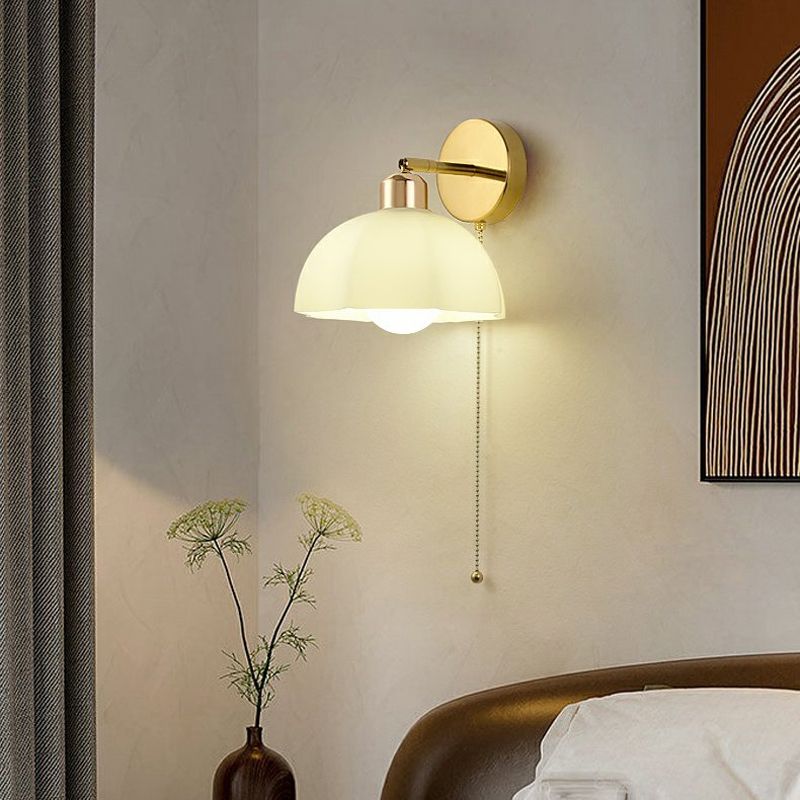 Nordic Style Iron Wall Light Dome Shape Adjustable Wall Lamp for Bedroom