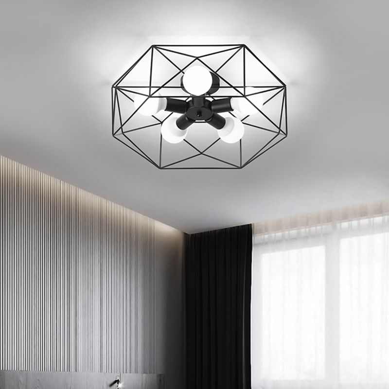 Retro Flush Mount Ceiling Light Caged Ceiling Lamp for Bedroom