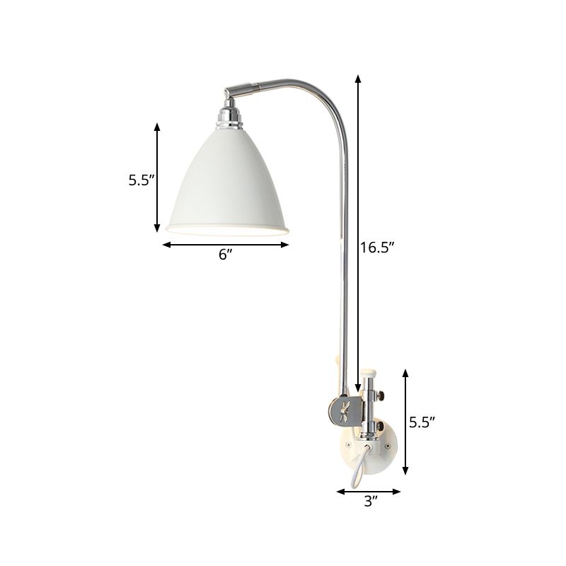 1 Glühbirne Schlafzimmer Wandlampe moderne weiße Leuchtenleuchte mit Kegelmetallschatten