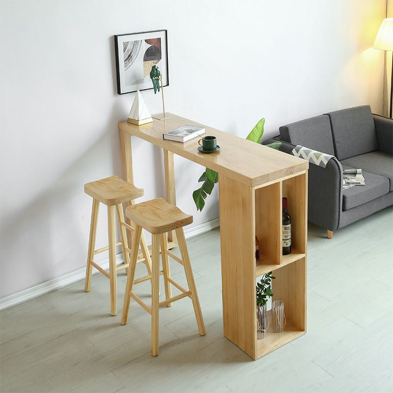 Modern Pine Solid Wood Bar Height Table Rectangle Bar Table for Living Room