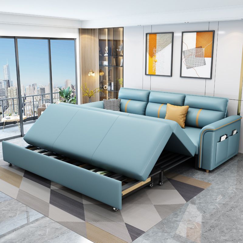 Glam Blue Sleeper Sofa Pillow Included Futon Sleeper Sofa Bed with Storage