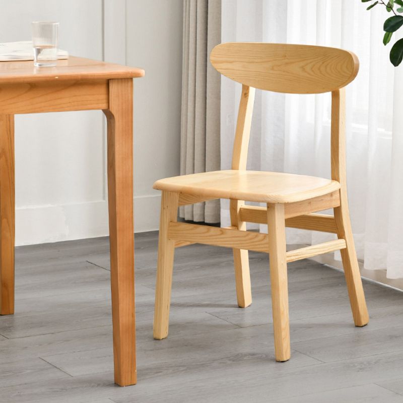 Open Back Dining Side Chair Contemporary Solid Wood Dining Chair