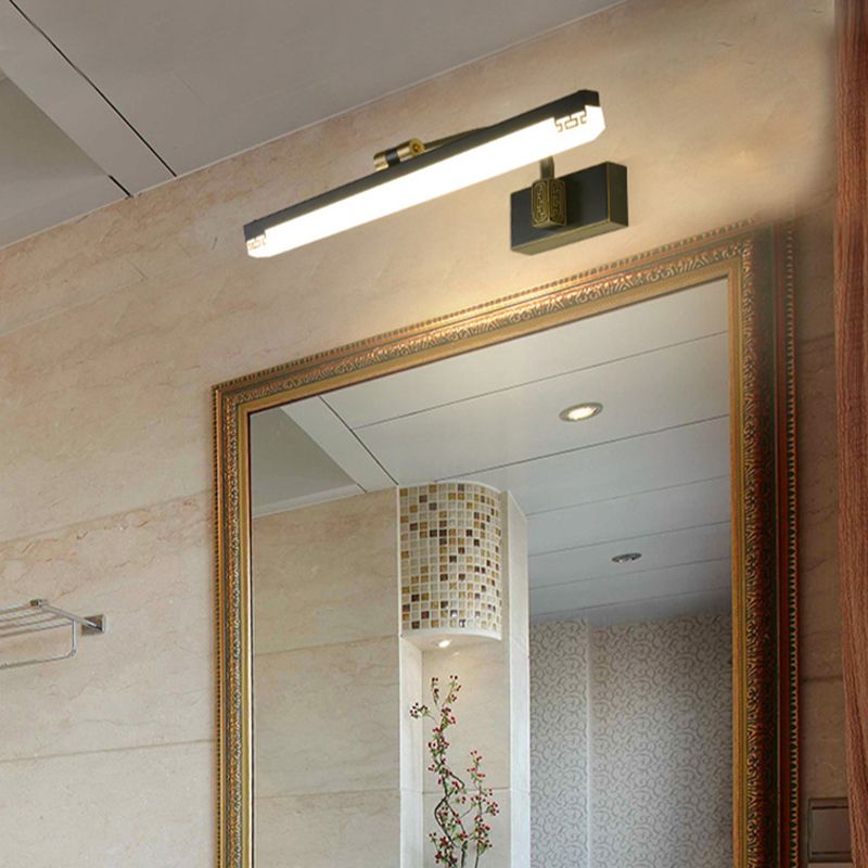 Spiegelschrank chinesischer Stil Badezimmer Wandleuchten Black Metall Linear Schatten LED Umgebungswaschtisch Beleuchtung