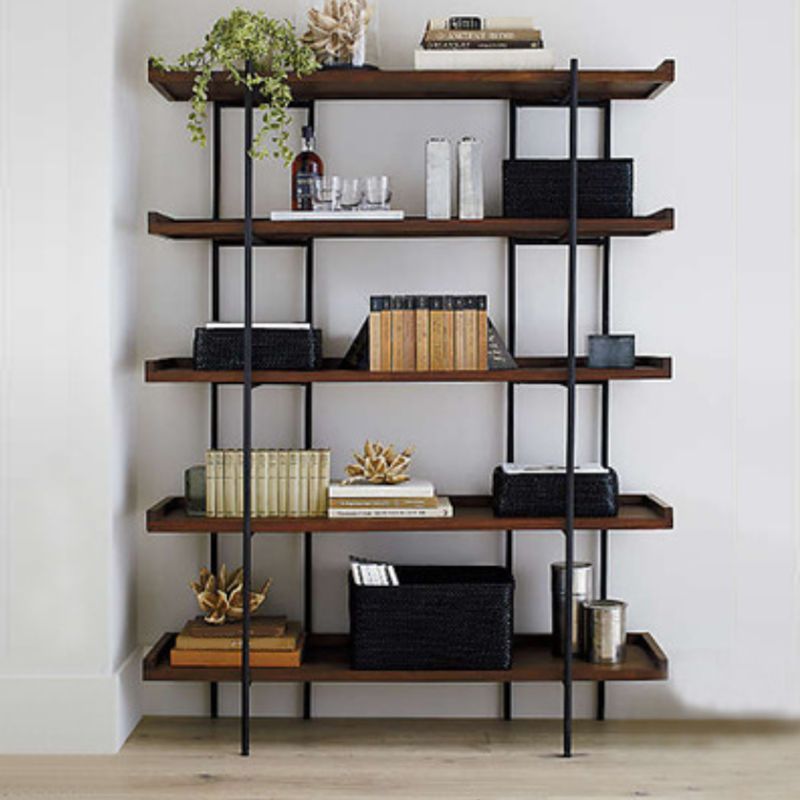 Wooden Standard Bookcase Industrial Open Back Bookshelf with Shelves