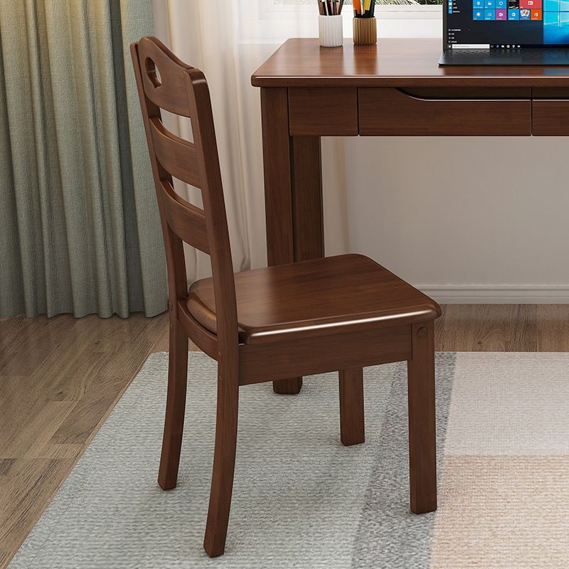 Solid Wood Dining Chair Industrial Style Ladder Back Armless Chair