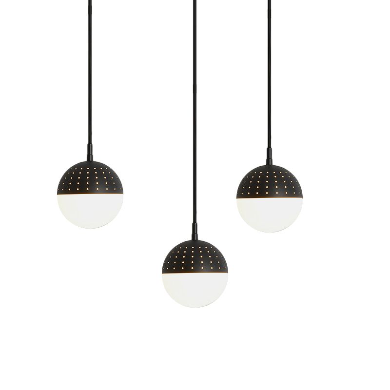 Globe/Ellipse -Suspension Licht mit opalweißem Glasschatten Metall Nordisch 1 helles schwarz/weiß/rosa hängende Anhänger Licht für Schlafzimmer