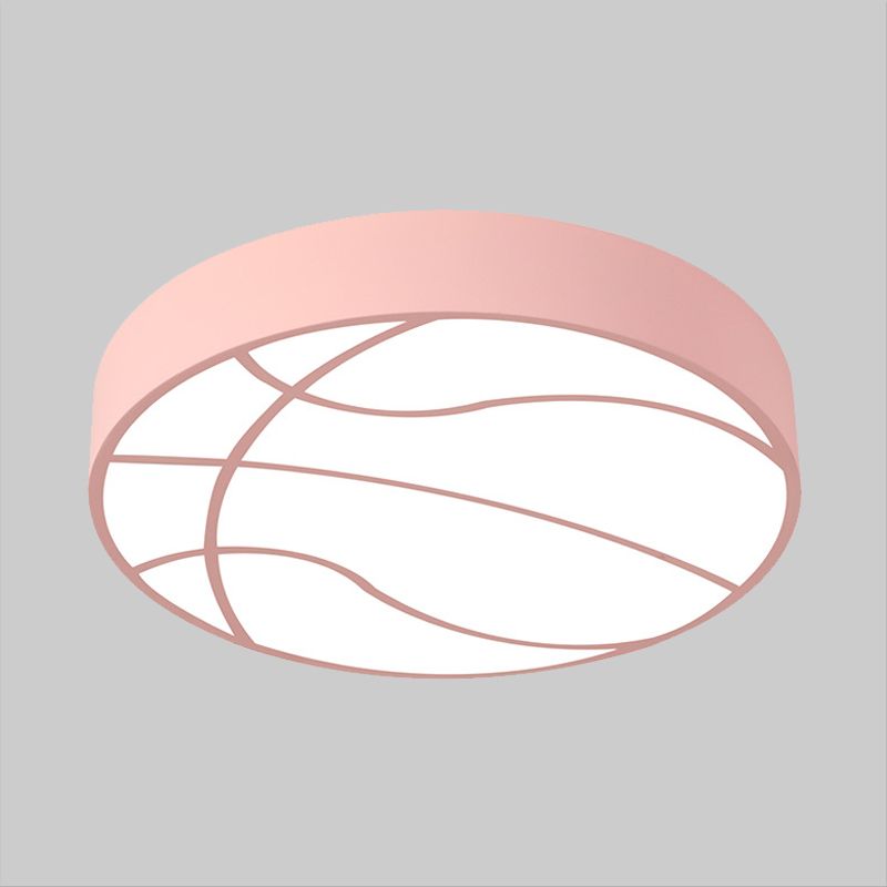 Pink Basketball Ceiling Lighting Modernism LED Acrylic Flush Mount Lamp in Warm/White Light