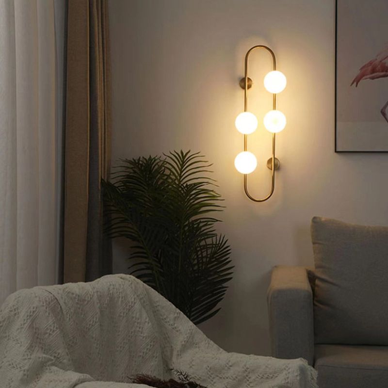 Modern Style Ellipse Shape Wall Light Glass Sconces in Gold for Bedroom