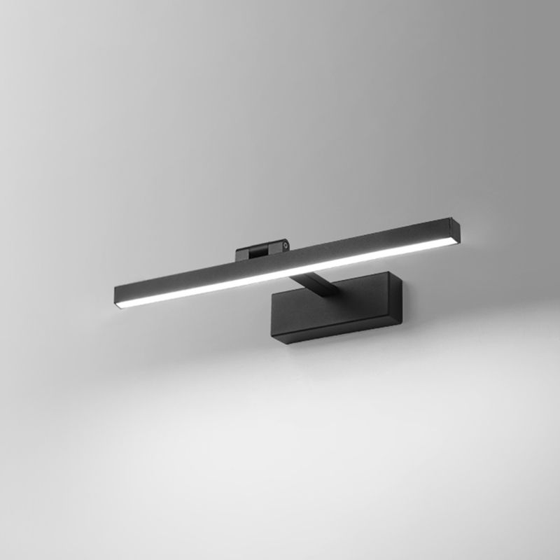 Moderna lampada da monte a parete lineare nero lampada da parete in metallo a 1 luce per bagno