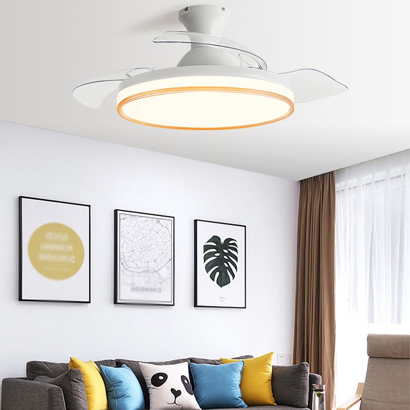 LAME MODERNE INVISIBLE FAN lampe à manger Circulaire LED Semi Flush Plafond Light