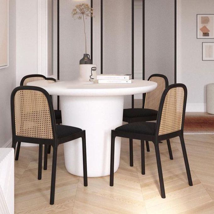 Industrial Upholstered Armless Chair Kitchen Cane Back Side Chair