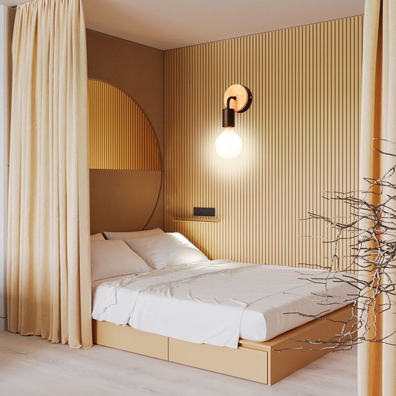Moderne Stil Lampe Holz 1 Leichte Wandbeleuchtung für Schlafzimmer