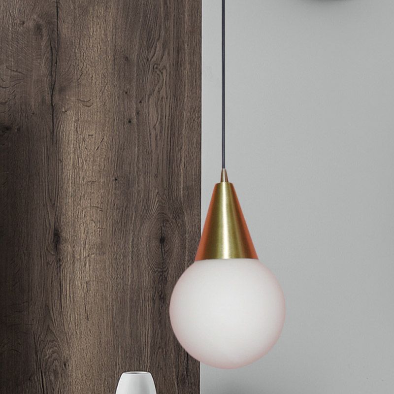 Luce a sospensione a soffitto Modo di ottone Moderna Moderna 1 Lampada di sospensione in vetro bianco Light