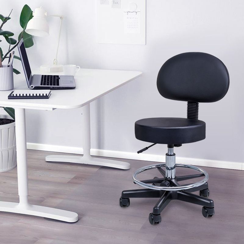 1 Pcs Scandinavian Adjustable Height Counter Stools Metal Black Bar Stools with Footrest