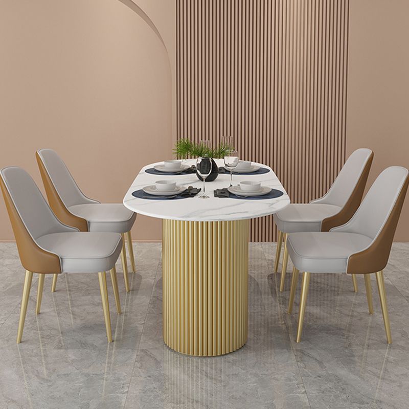 Modern Style Dining Table Oval Double Pedestal Table for Home Use