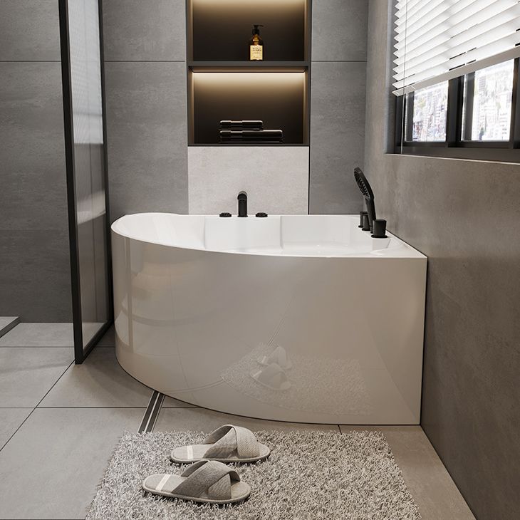Modern Acrylic Corner Bath Soaking Seat Included Bathtub in White