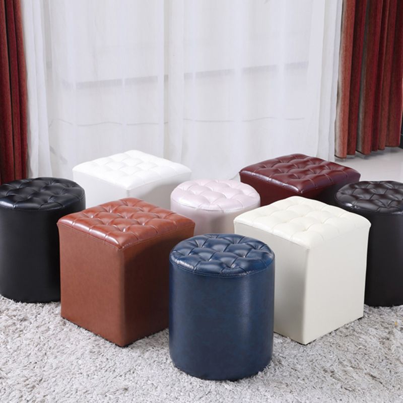 Genuine Leather Ottoman Tufted Square Whole Colored Water Resistant Cube Ottoman