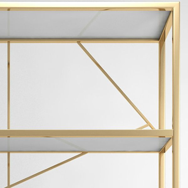Skandinavische Open Etagere -Bücherregal mit Gold Iron Frame White Hersteller Holzregal