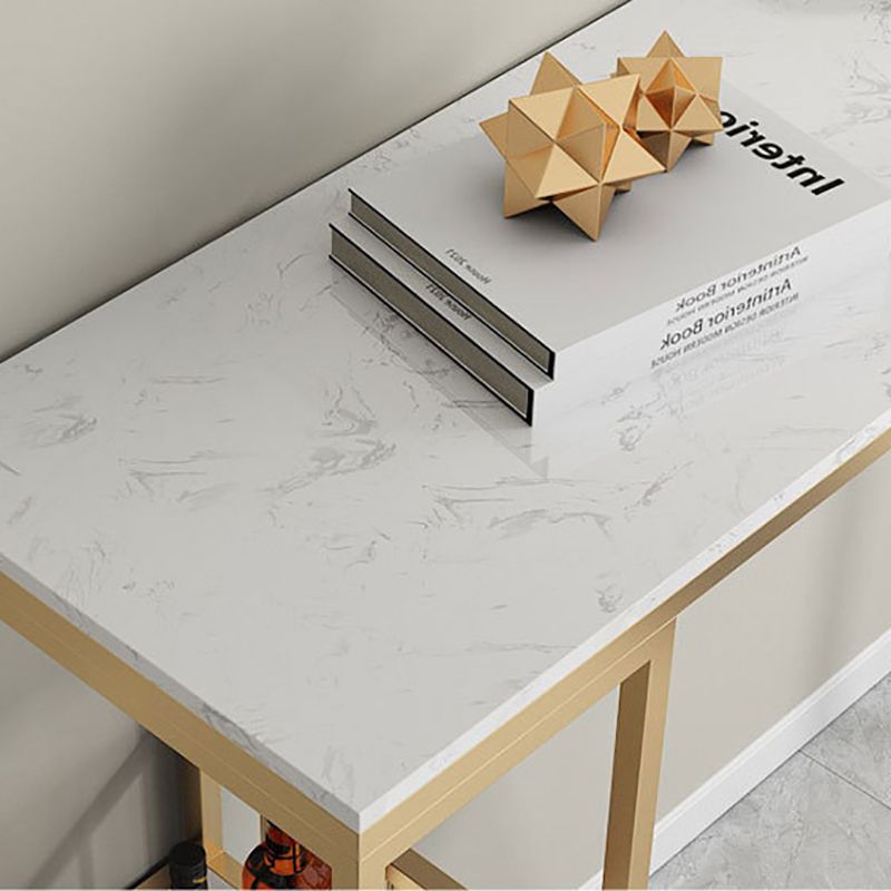 White Sintered Stone Bar Table Modern Dining Table with Storage Shelves