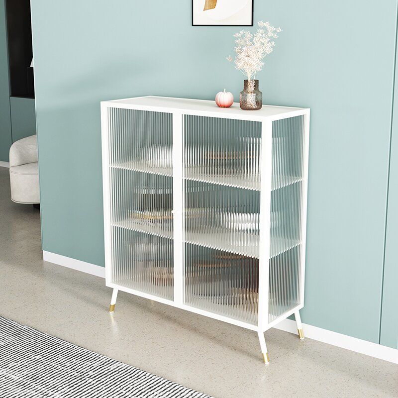 Iron Dining Room Sideboard Cabinet Glam Server Cabinet with Storage