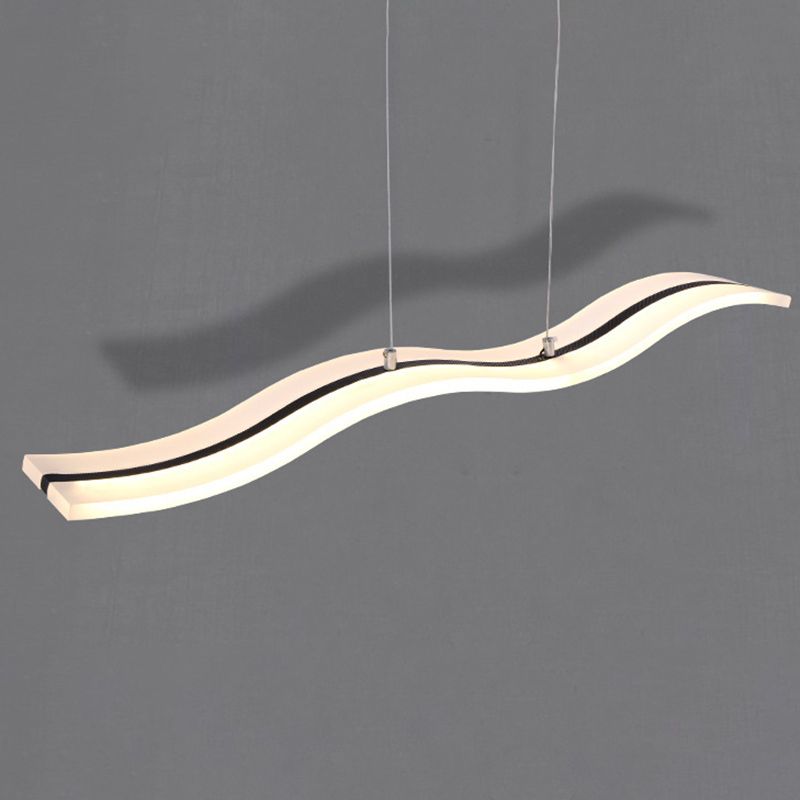 Luz de la isla LED de ola blanca en moderna luz colgante de acero inoxidable de estilo conciso con sombra acrílica