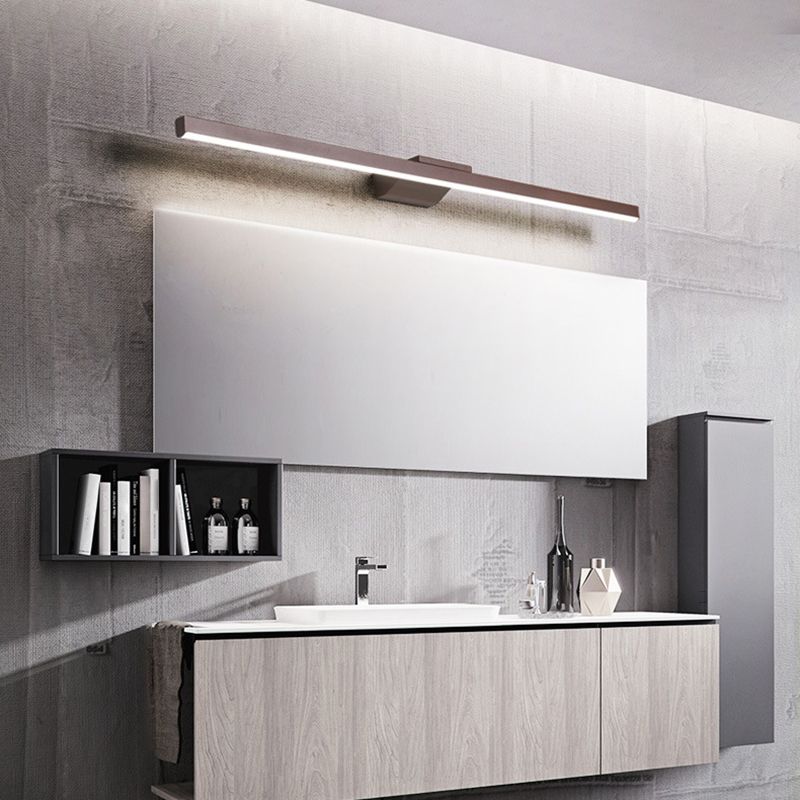 Contemporary Mirror Lamp Brown Metal Vanity Wall Light Fixtures for Bathroom