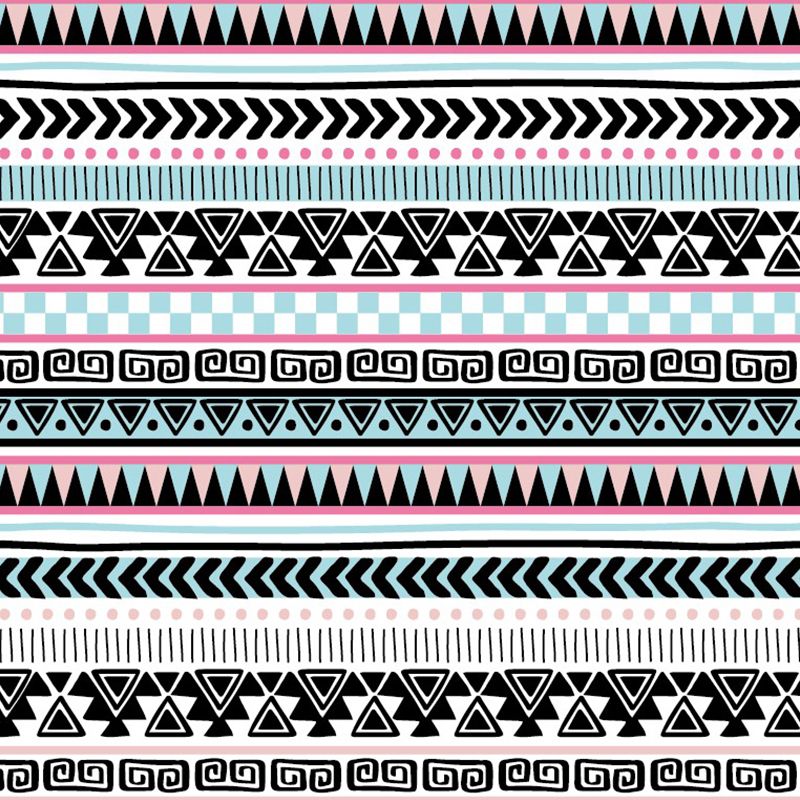 Pink-Blue Seamless Pattern Murals Geometry Boho Stain-Proof Wall Art for Living Room