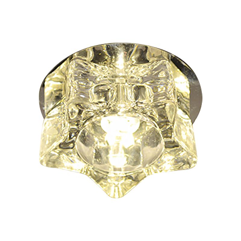 Star-Shape LED Ceiling Fixture Contemporary Clear Crystal Living Room Flushmount Lighting in Warm/White/Multi Color Light