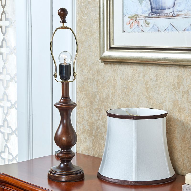 1 Light Wood Task Lighting Antique Style Brown Urn Shape Study Room Night Table Lamp