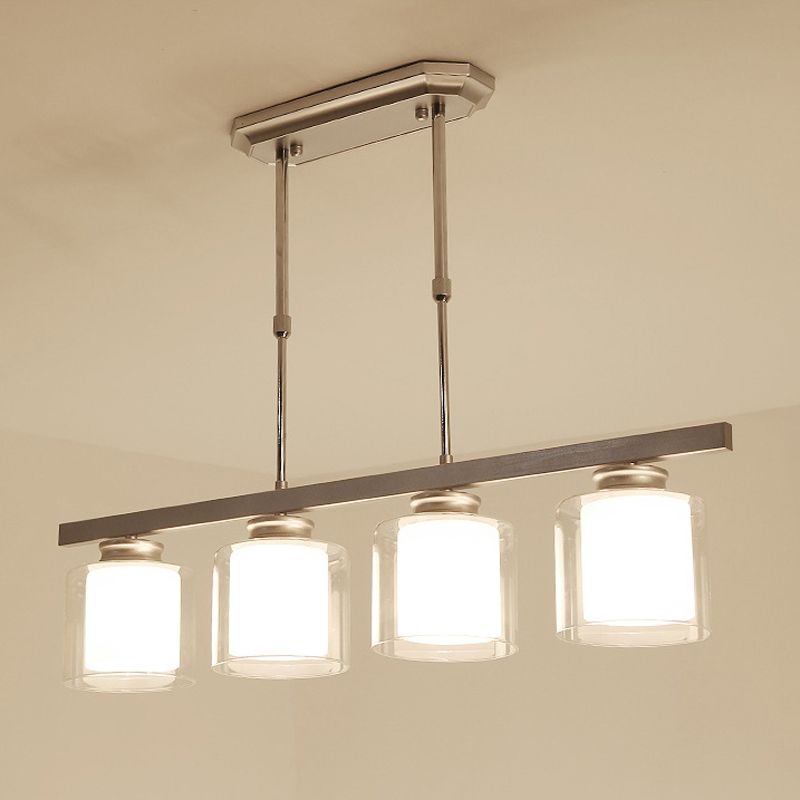 Glass Cylinder Island Pendant Lighting Modern Multiple-Light Island Light Fixtures
