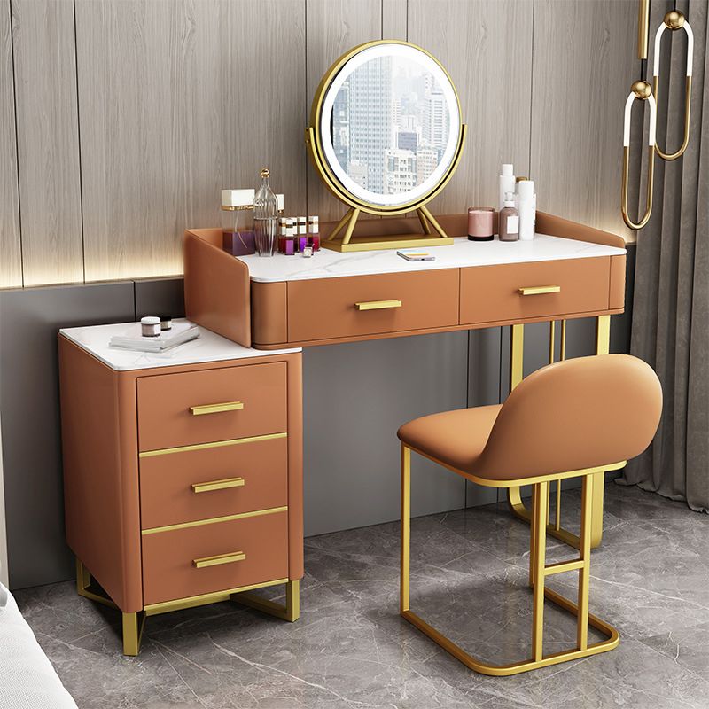 Bedroom Make-up Vanity Luxurious Stone Top Makeup Vanity Desk Table