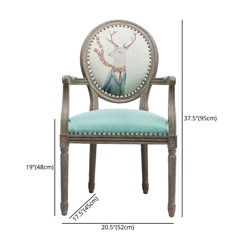 Country Style Dining Arm Chair King Louis Back Side Chair with Wood Legs for Home Use