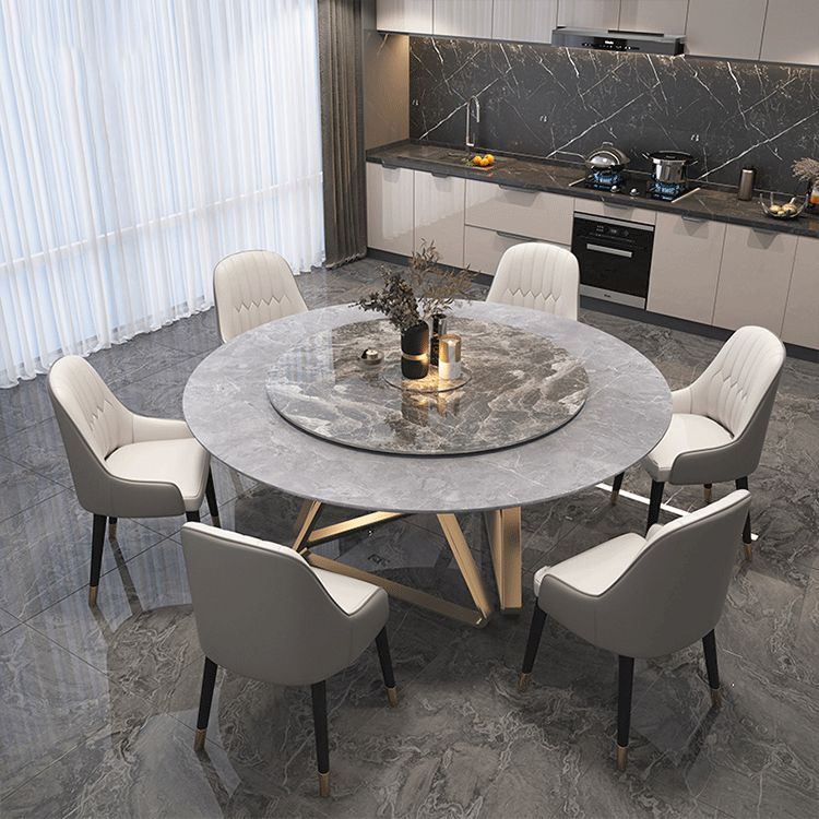 Glam Sintered Stone Top Standard Dining Table Round Shape Dining Table for Kitchen