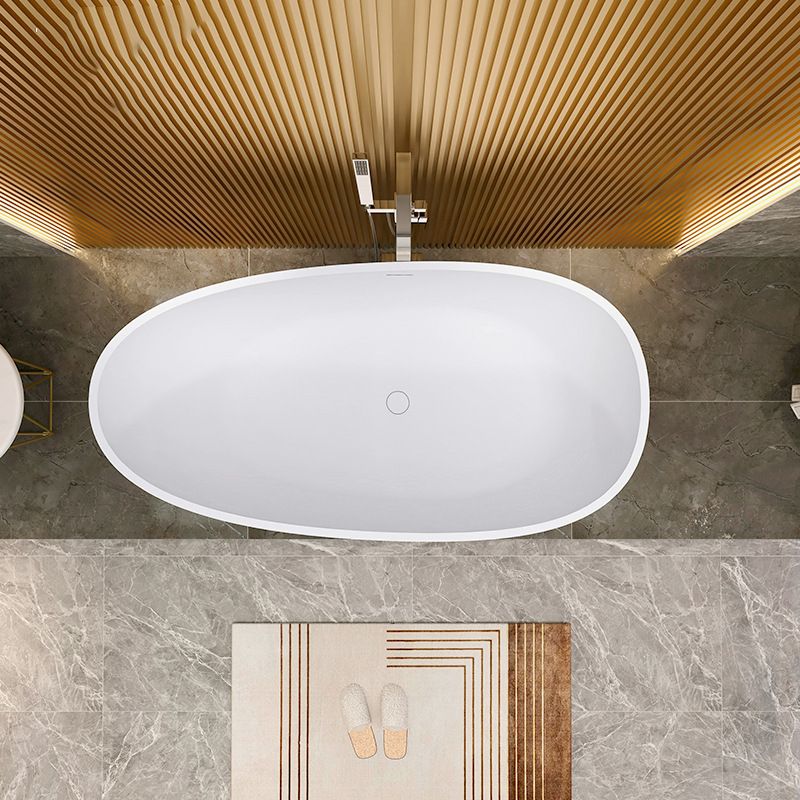 Modern Oval Tub with Drain and Overflow Trim White Soaking Bathtub for Home